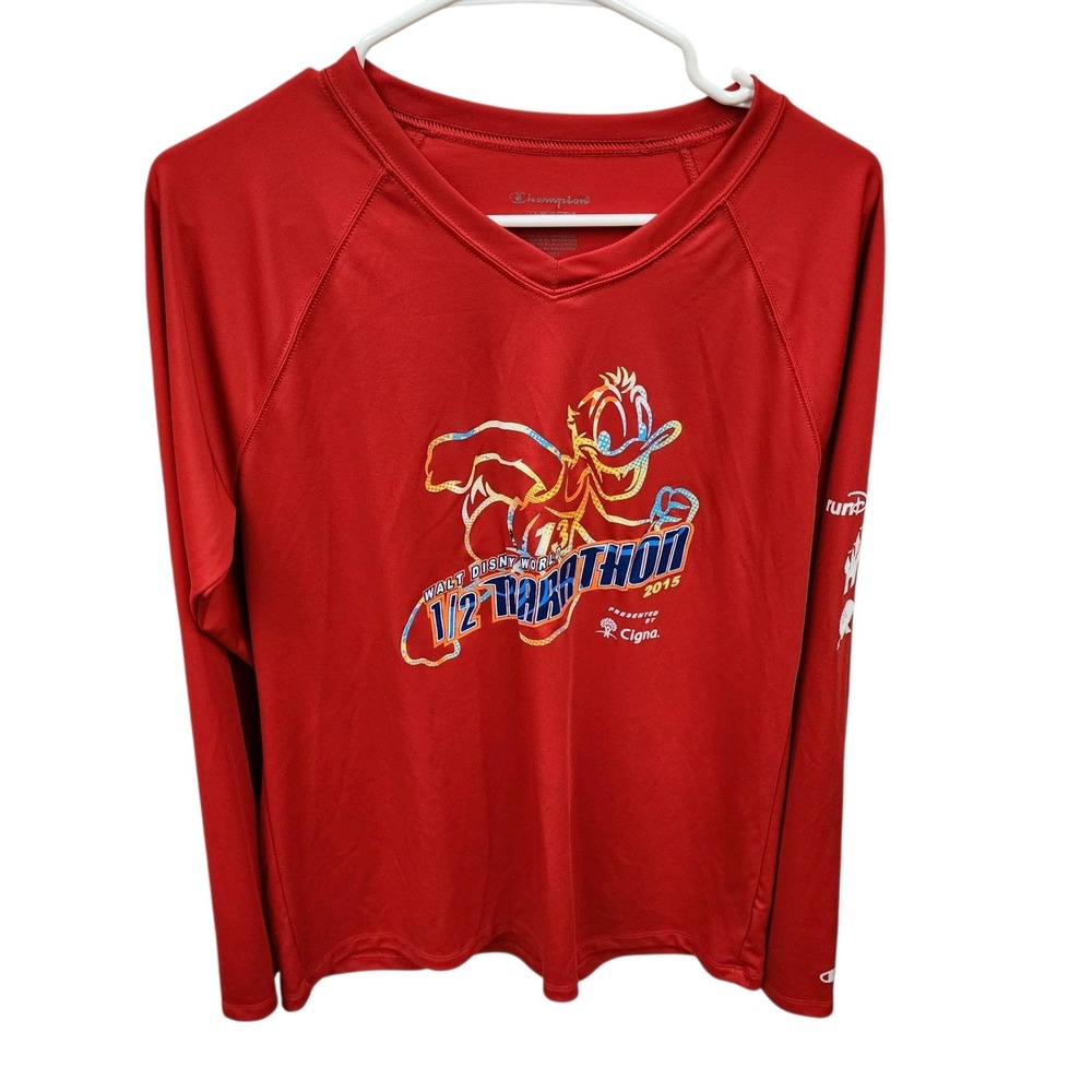Champion Disney Walt Disney World 1/2 Marathon 2015 Donald Duck Long Sleeve Sz L